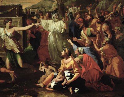 La adoración del becerro de oro (detalle) de Nicolas Poussin